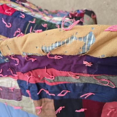 Antique handmade "Crazy Quilt" Patchwork blanket