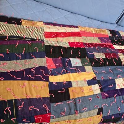 Antique handmade "Crazy Quilt" Patchwork blanket