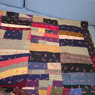 Antique handmade "Crazy Quilt" Patchwork blanket