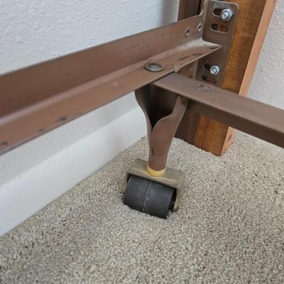 Twin sized bed with Brand new mattress & Boxsprings still in manufactured coverings - complete with quilted bedding