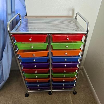 20 Drawer Rolling Storage Cart Bin Tools for Office School Home Studio Organizer with stainless top