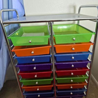 20 Drawer Rolling Storage Cart Bin Tools for Office School Home Studio Organizer with stainless top