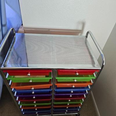 20 Drawer Rolling Storage Cart Bin Tools for Office School Home Studio Organizer with stainless top