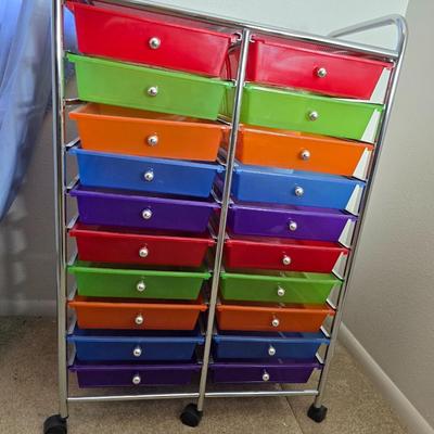 20 Drawer Rolling Storage Cart Bin Tools for Office School Home Studio Organizer with stainless top