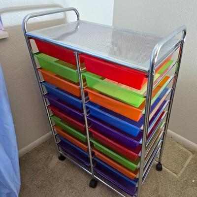 20 Drawer Rolling Storage Cart Bin Tools for Office School Home Studio Organizer with stainless top