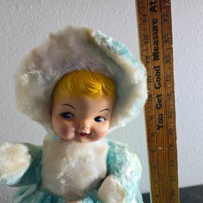 Vintage pajama bag doll with a 1966 Mattel Cheerful Tearful Baby Doll with some accessories