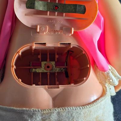 Vintage pajama bag doll with a 1966 Mattel Cheerful Tearful Baby Doll with some accessories