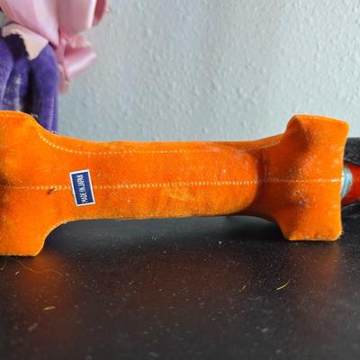 Three vintage felt stuffed dogs - 4-H Center souvenir dog, purple poodle dog, and a "Personality Pet" Dog by the Collegiate...