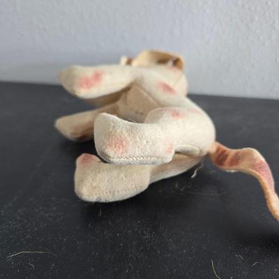 Three vintage felt stuffed dogs - 4-H Center souvenir dog, purple poodle dog, and a "Personality Pet" Dog by the Collegiate...