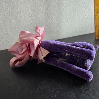 Three vintage felt stuffed dogs - 4-H Center souvenir dog, purple poodle dog, and a "Personality Pet" Dog by the Collegiate...