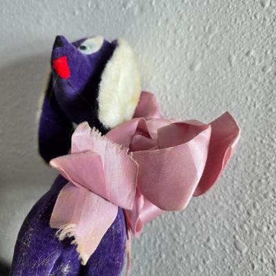 Three vintage felt stuffed dogs - 4-H Center souvenir dog, purple poodle dog, and a "Personality Pet" Dog by the Collegiate...