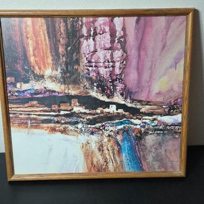 Framed John L. Medoza " Knowledge through time" UNC poster with a beautiful native American sand art ceramic heart