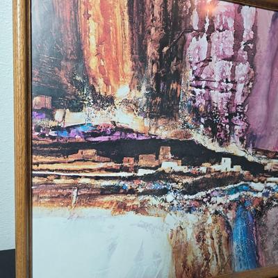 Framed John L. Medoza " Knowledge through time" UNC poster with a beautiful native American sand art ceramic heart