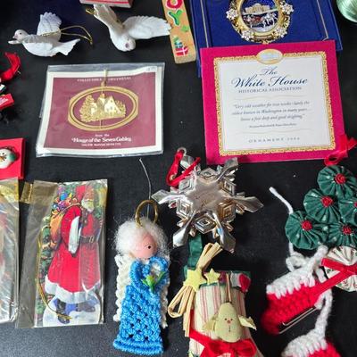 Nice collection of Christmas tree ornaments - USA Glass bulbs - White house - Santas - Angels - newer & vintage