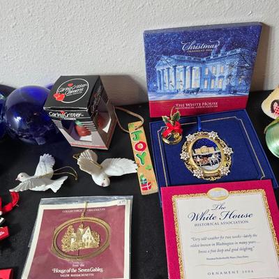Nice collection of Christmas tree ornaments - USA Glass bulbs - White house - Santas - Angels - newer & vintage