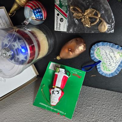 Nice collection of Christmas tree ornaments - USA Glass bulbs - White house - Santas - Angels - newer & vintage