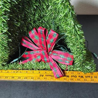 Christmas decor - Large pine garland bell - Wooden Sleigh - wire present and some working lights with a new timer