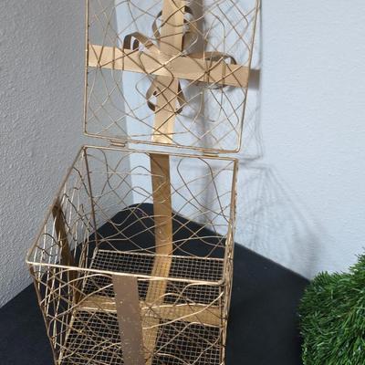 Christmas decor - Large pine garland bell - Wooden Sleigh - wire present and some working lights with a new timer