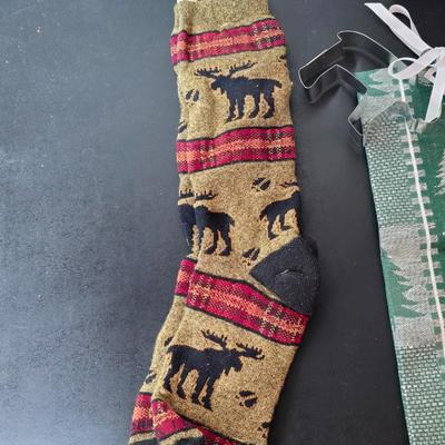 Brand new Moose themed items - Socks - Kitchen Towel- Wind chime - Wildlife greeting cards ? GIFT IDEAS!