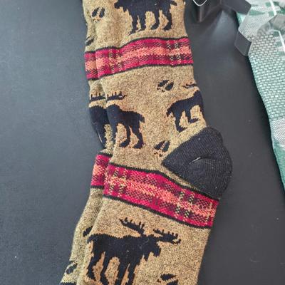 Brand new Moose themed items - Socks - Kitchen Towel- Wind chime - Wildlife greeting cards ? GIFT IDEAS!