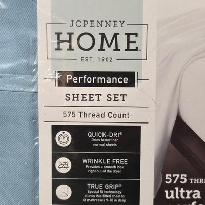 Brand new JC Penney Home Performance FULL sheet set 575 thread count with New Sharp Alarm clock GREAT GIFT IDEAS!
