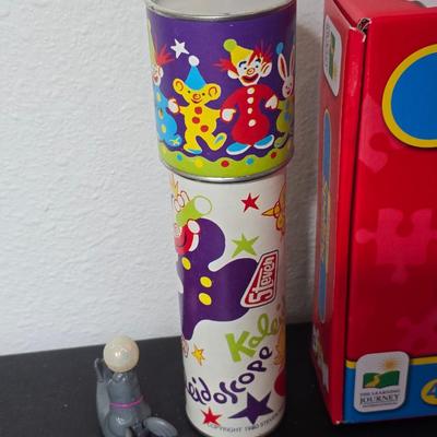 Collection of Children's toys - Spelling game - walkie talkies - Dinosaur pins - Kaleidoscope - and more GREAT GIFT IDEAS!