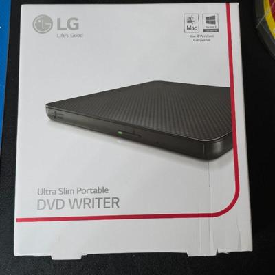 Home office -LG Ultra Slim portable DVD Writer - 50 new CD-R discs Jewel cases - New Lexas 4GB USB Jump drive