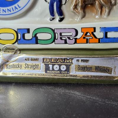 Vintage 1976 Jim Beam Colorado Centennial decanter with Copper Craft solid copper spittoon cuspidor