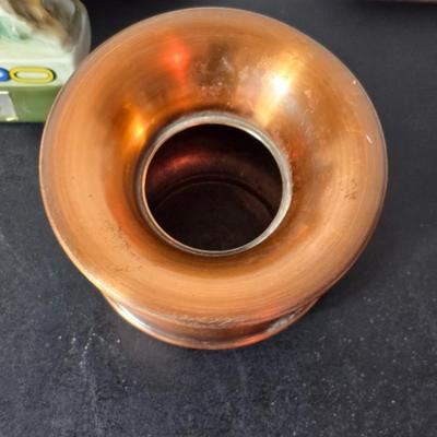 Vintage 1976 Jim Beam Colorado Centennial decanter with Copper Craft solid copper spittoon cuspidor