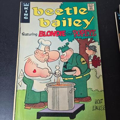 Collection of Six Vintage Comic books - Quincy - Tiger & Quincy - Beetle Bailey - The Phantom - Prince Valiant 1970's mostly