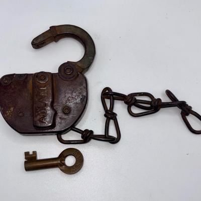 Railroad - Working Adlake Brass Midland Valley Railroad MVRR Lock & Key