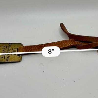 Railroad - Fonda, Johnstown, & Gloversville Railroad FJ&G RR Brass Luggage Tags W/Leather Strap
