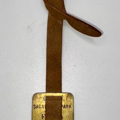 Railroad - Fonda, Johnstown, & Gloversville Railroad FJ&G RR Brass Luggage Tags W/Leather Strap