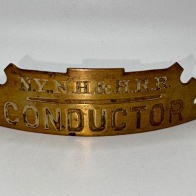 Railroad - Brass New York, New Haven & Hartford Railroad NYNH & H RR Conductor’s Hat Badge