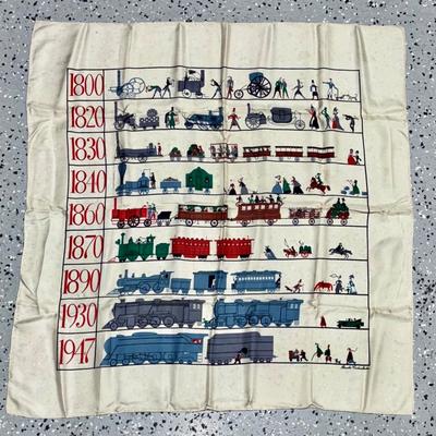 Railroad - Ca 1947 History of Railroads Silk Scarf by Brooke Cadwallader
