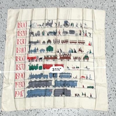 Railroad - Ca 1947 History of Railroads Silk Scarf by Brooke Cadwallader