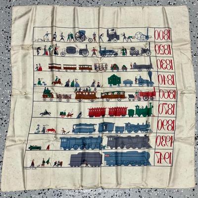 Railroad - Ca 1947 History of Railroads Silk Scarf by Brooke Cadwallader