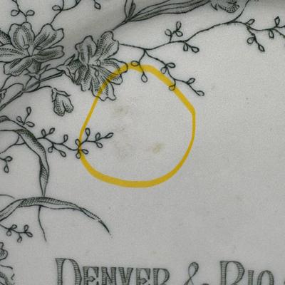 Railroad - Denver & Rio Grande Railroad 8” Dinner Plate, Buena Vista Pattern, by Trenton China, Light Spotting