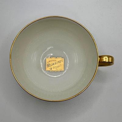 Railroad - Chicago, Milwaukee, & St. Paul Railway Haviland Limoges Cup & Saucer in Olympian Pattern
