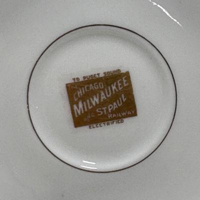 Railroad - Chicago, Milwaukee, & St. Paul Railway Haviland Limoges Cup & Saucer in Olympian Pattern