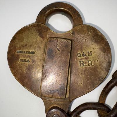 Railroad - Ohio & Mississippi O&M Railway Brass Lock - Locked W/No Key