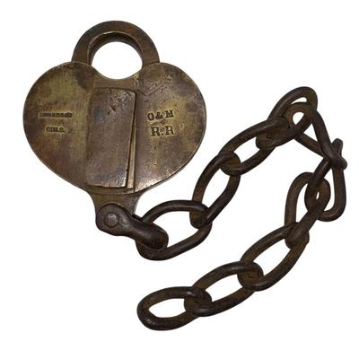 Railroad - Ohio & Mississippi O&M Railway Brass Lock - Locked W/No Key