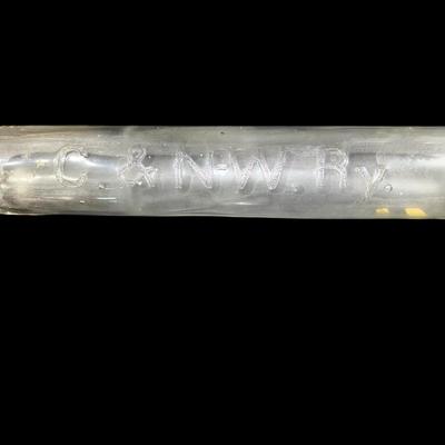 Railroad - Chicago & North Western C&NW Railroad Embossed Glass Fire Extinguisher, Empty