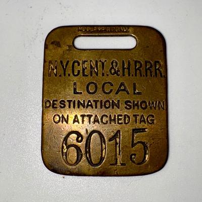 Railroad - New York Central & Hudson River NYC& HR Railroad Brass Luggage Tag