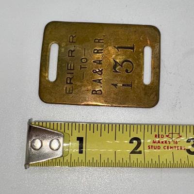 Railroad - Erie RR Belvidere, Addison & Allegany RR Brass Luggage Tag