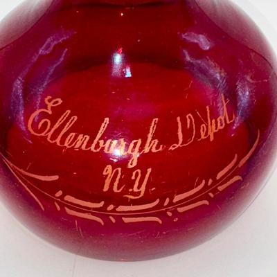 Railroad - Ca 1900 Glass Candy Jar Lid - Ellenburgh Depot, NY
