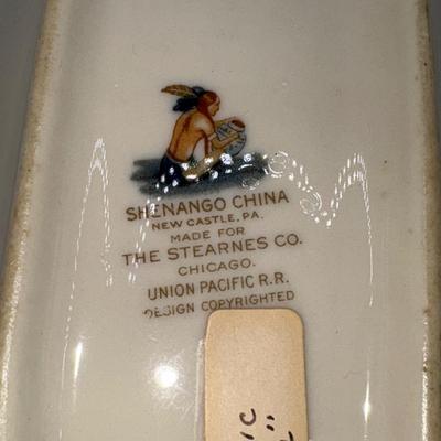 Railroad - Union Pacific Railroad UPRR “Historical” Butter Dish by Shenango China, Small Chip