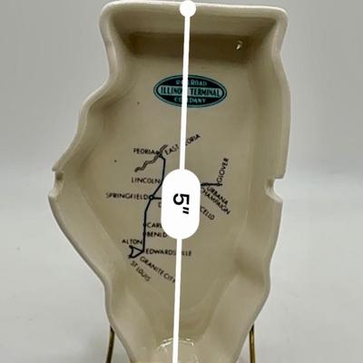 Railroad - Illinois Terminal Railroad Ashtray in Shape of Illinois, Staunton
