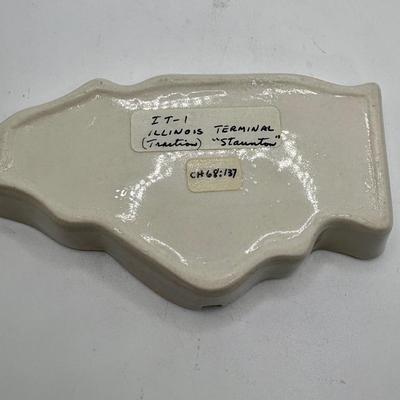 Railroad - Illinois Terminal Railroad Ashtray in Shape of Illinois, Staunton