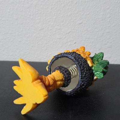 "Cow-Moo-Flage" figurine from the CowParade collection with "Charlie the Rooster" figurine from the Bobble Bods...